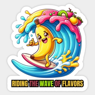 Banana Boarding - Riding the Wave of Flavors Surf Tee Sticker